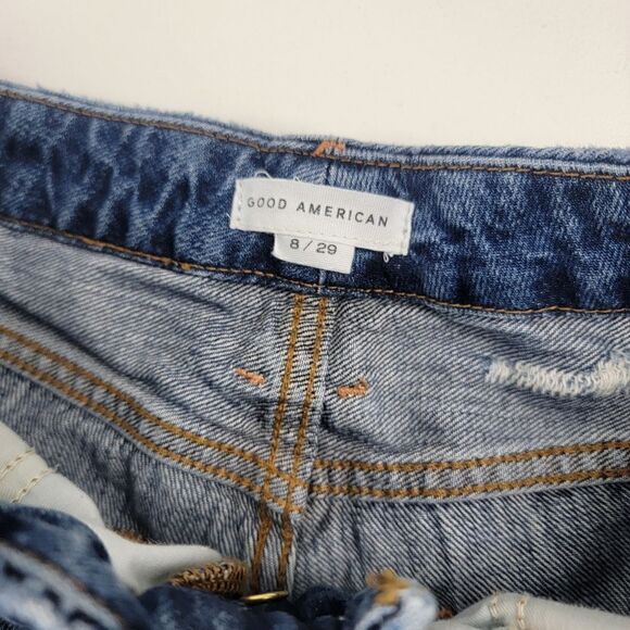 Good American Good Boy High Waisted Blue Denim Light Wash Jeans Sz 8/29 GBSS79RT - Picture 10 of 11